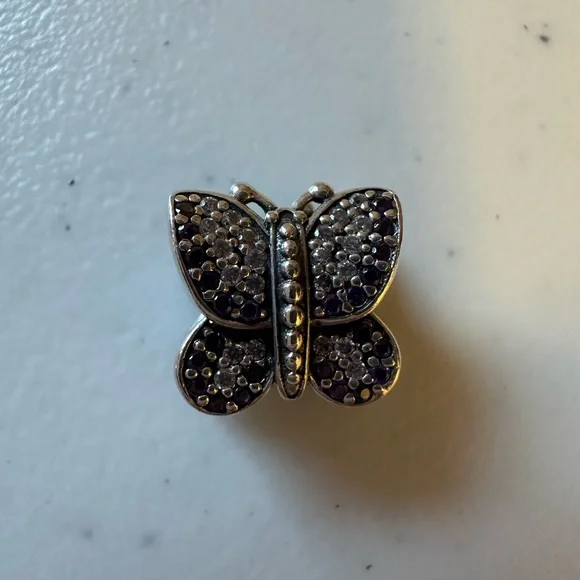 Pandora Silver and Purple Butterfly Charm - Picture 4 of 5